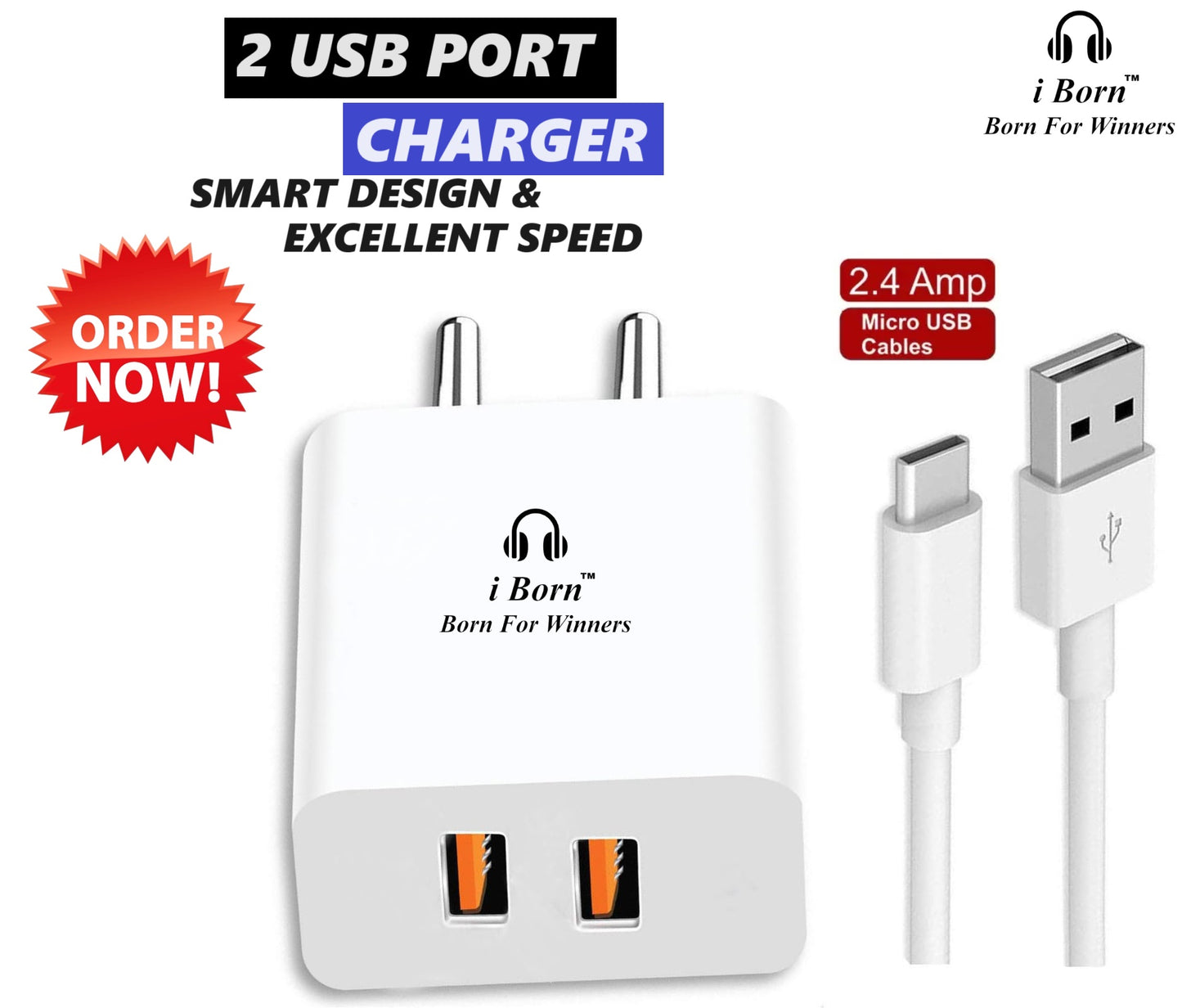 2 USB PORT SQUARE CHARGER