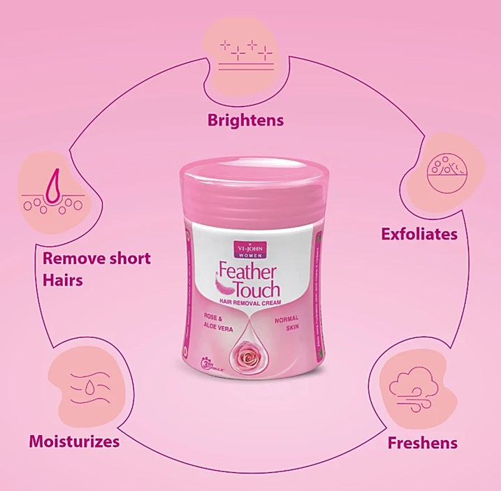 New Feather Touch Hair Removal Cream Rose & Aloe Vera Normal Skin