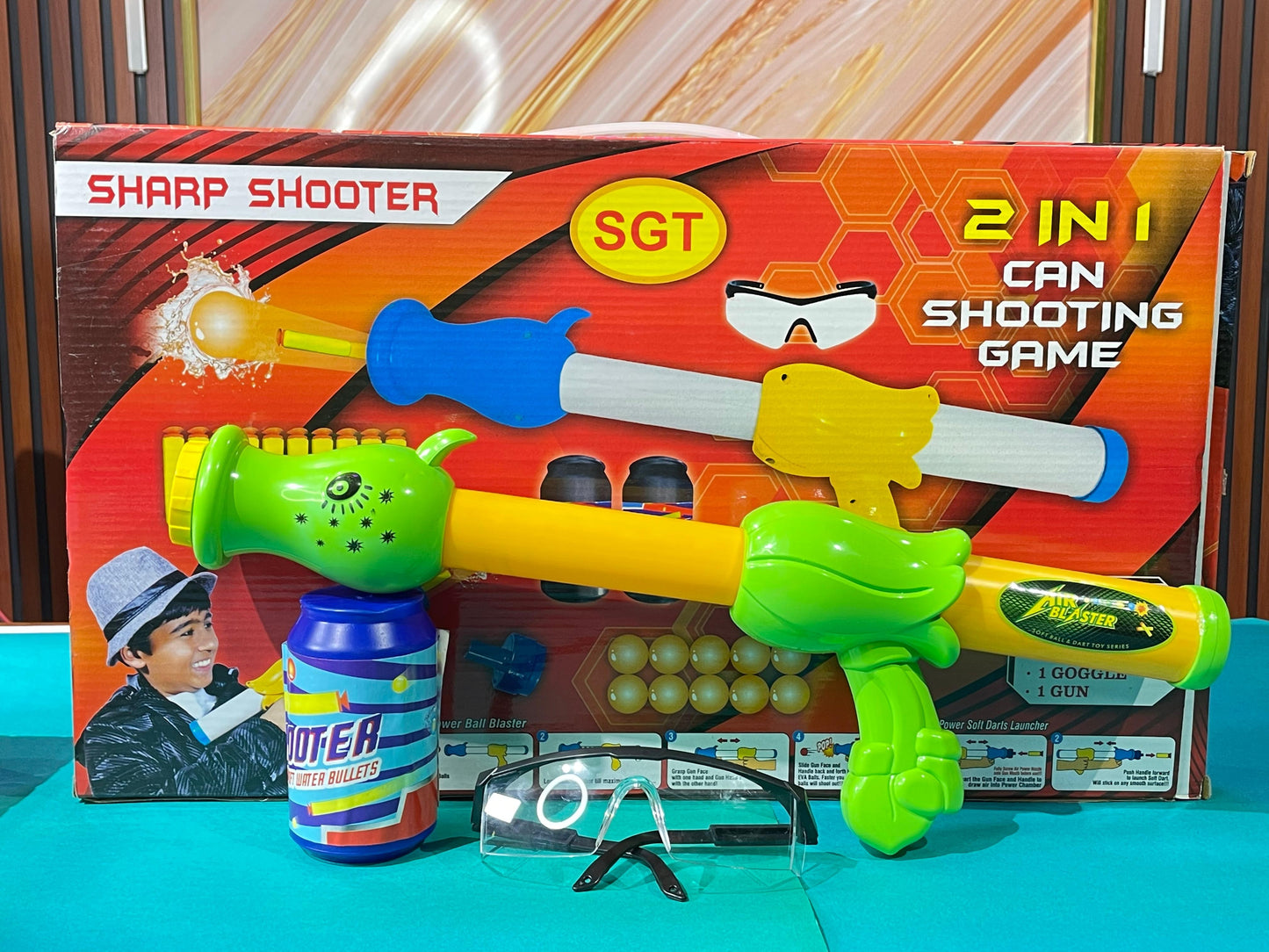 Sharp Shooter  – Air Pressure Foam Balls Shooting 2 in 1 Gun Toy Set, Soft Ball Air Shooting Gun, Toy Gun Set with  Soft Balls for Kids,