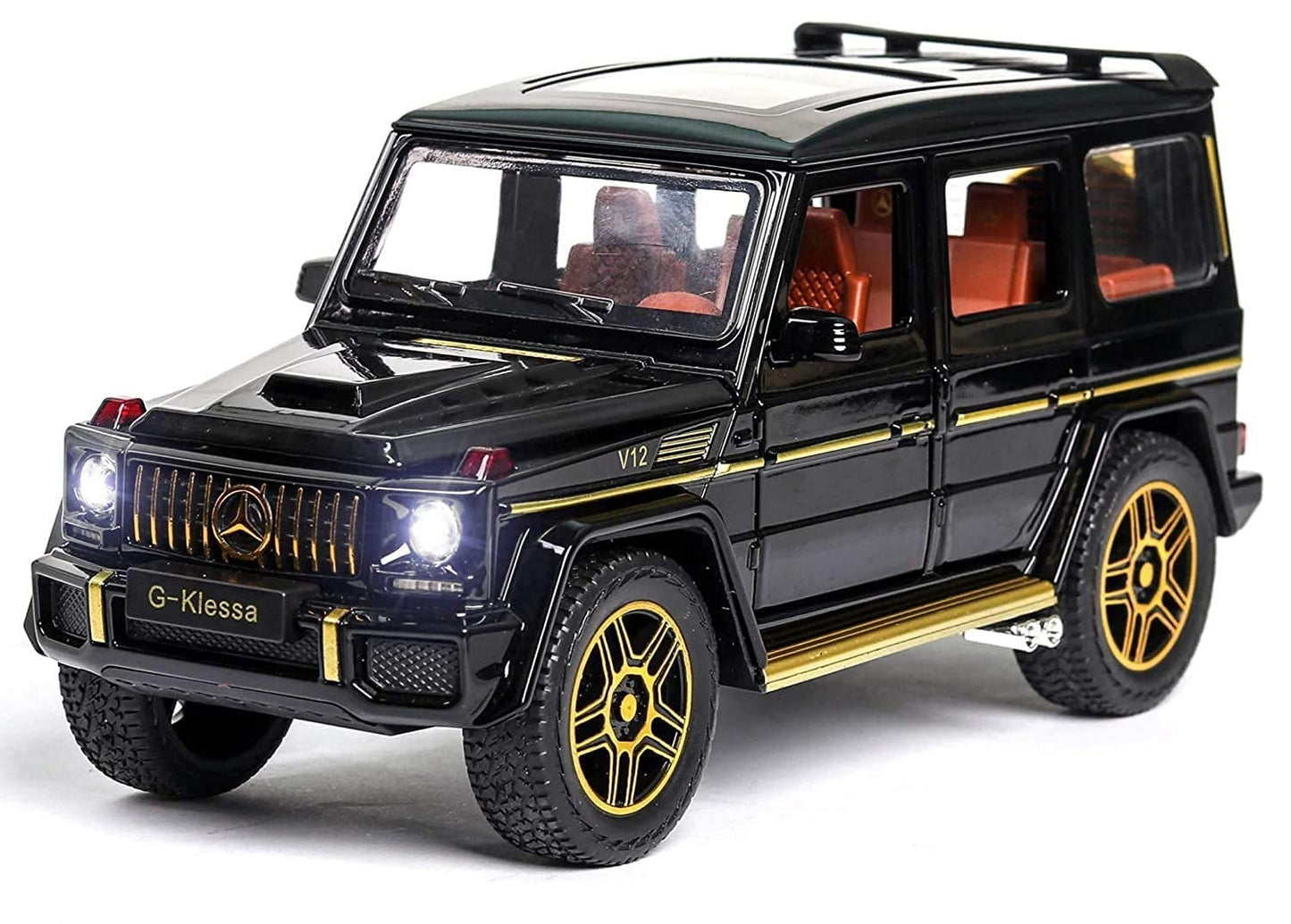 Diecast G-Wagon Eject Smock Fog AMG Toy Car, Pull Back Alloy Simulation Car (BLACK)