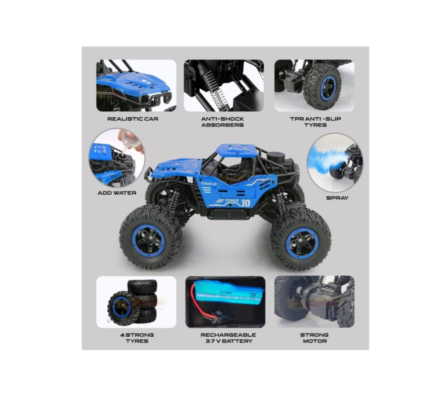 NHR Remote Control car with Mist Smoke Spray Function and Attractive Lights, Rock Crawler 45° Climbing Angle, Rechargeable High Speed Off-Road Monster Truck Rock Climbing Car Toy
