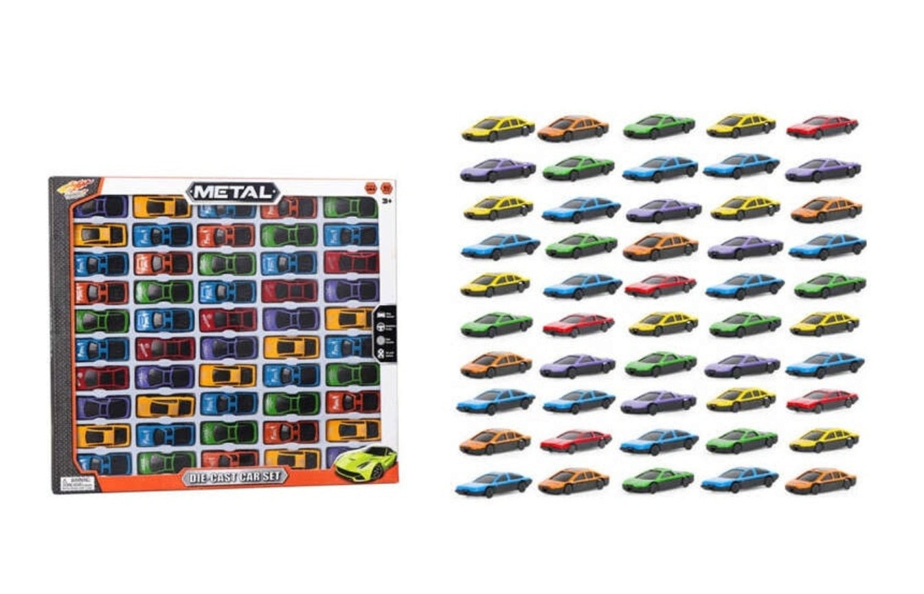 Die-cast Metal Pull Back Cars, 50 Pieces Set, Toy Vehicles