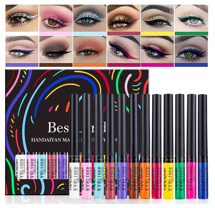 Ads eyeliner multicolor set of 12 pcs  Rich Color Formula ( Pack of 4 )