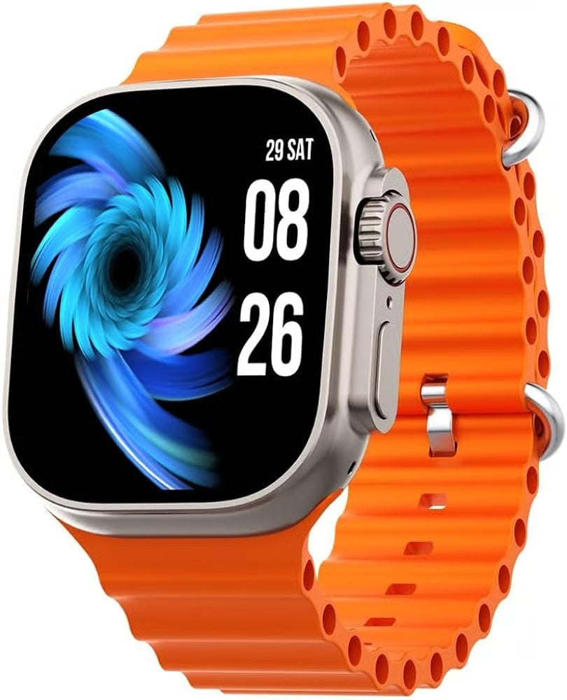 T800 ultra wireless charging watch with beautiful band orange colour ...