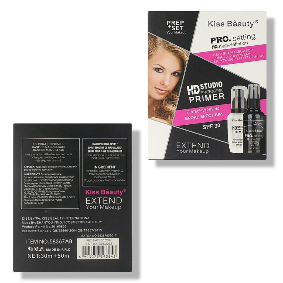 Kiss Beauty Face Primer & Makeup Setting Spray Long Lasting HD Matte Finish