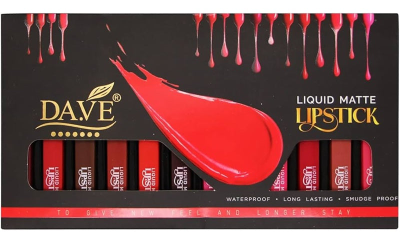DA.VE Weightless Lipstick, Natural Finish, 10g - Red ( Pack of 10 )
