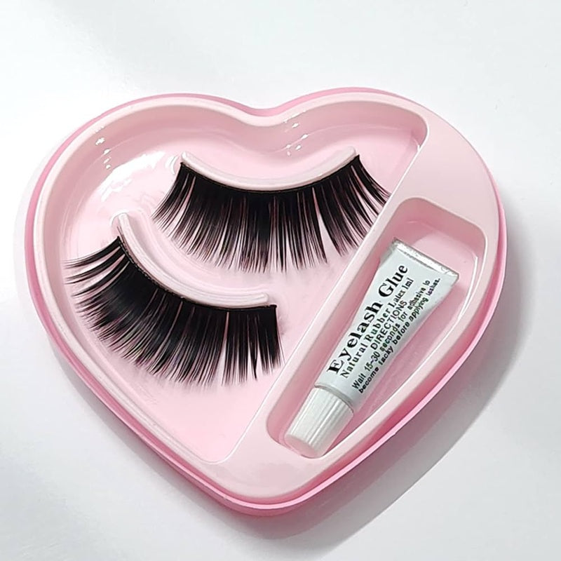 Women's Black Long Curl False Eyelashes with Glue for Pretty Eye Makeup Accessories (Pack of 1)