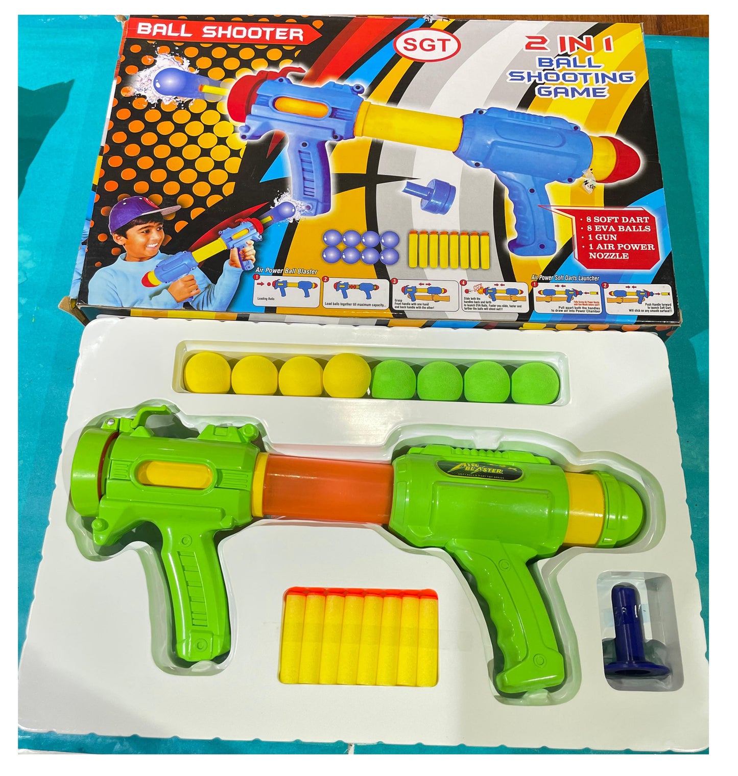 Lattice PowerStrike Foam Ball Blaster Toy Gun with 8 Soft EVA Balls, Ages 6+