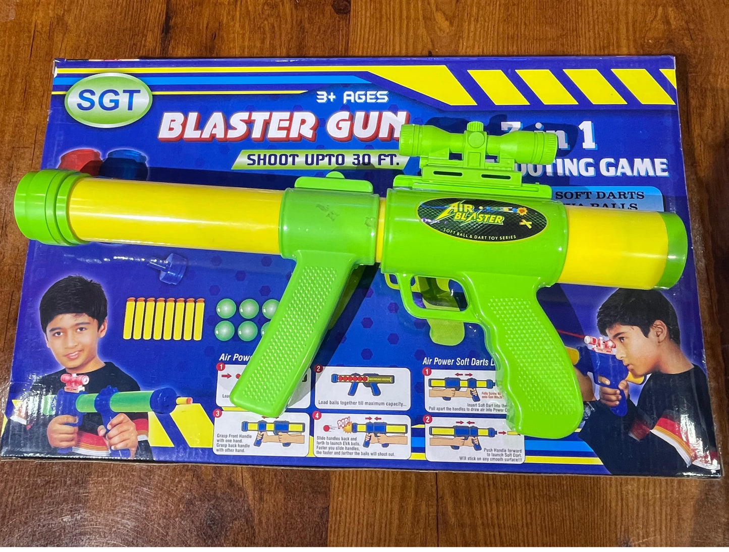 Foam Blaster Gun 3 in 1 Pump Action Air Shooting with 6 Balls, 8 Suction Dart Guns & Darts