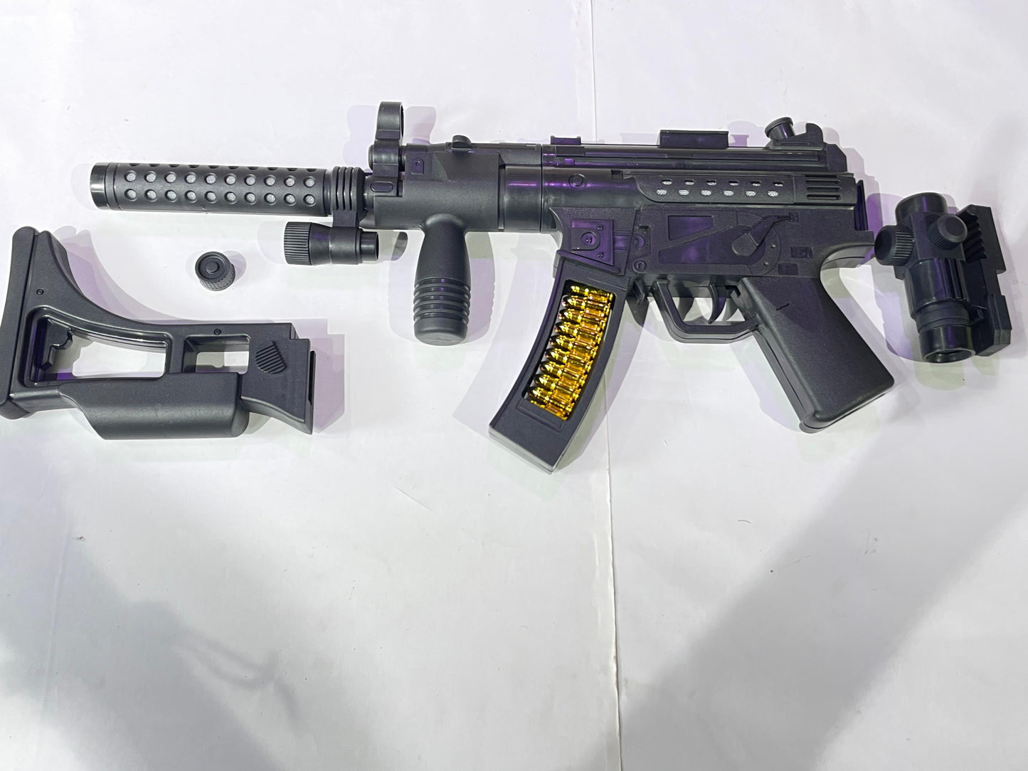 Toy Gun for kids great for Soldier Army Military . This durable plastic toy Gun emits combat sounds lights and vibration