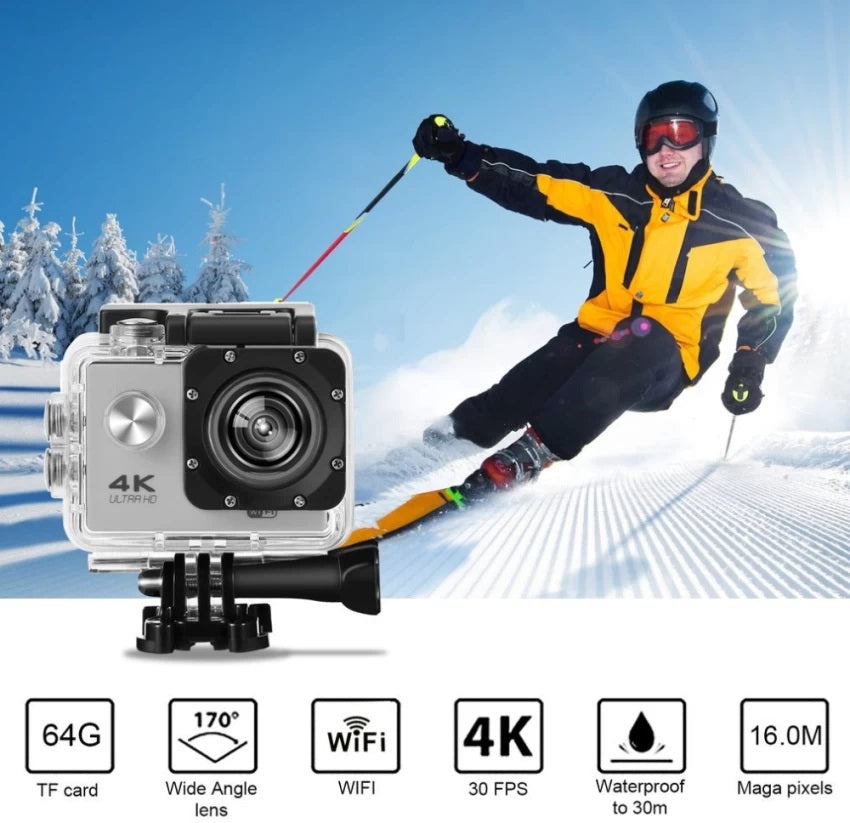 4K Ultra HD Mini Action Camera 2.0inch Screen WiFi Remote Control Underwater Waterproof Helmet Video Recording Cameras Sport Cam