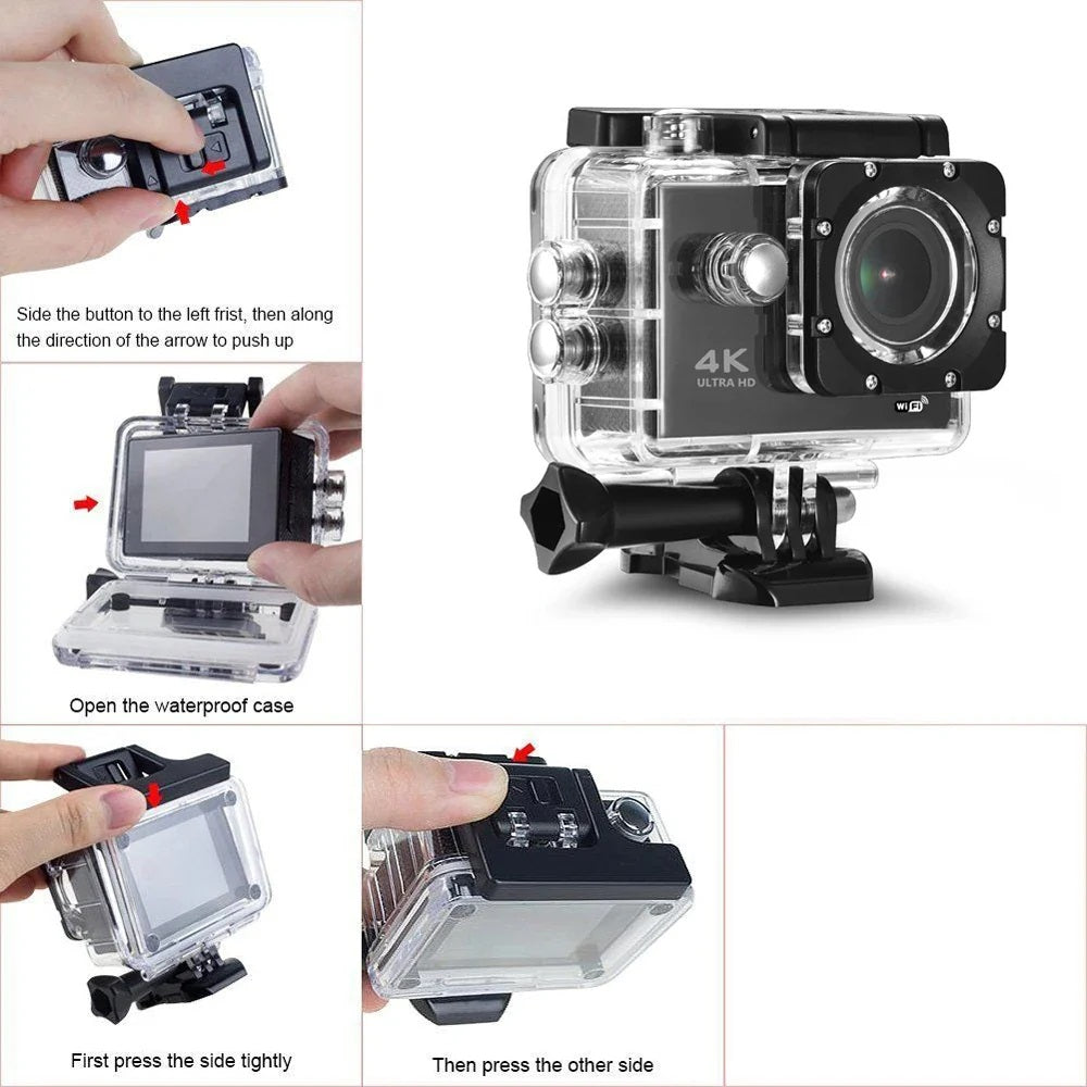 4K Ultra HD Mini Action Camera 2.0inch Screen WiFi Remote Control Underwater Waterproof Helmet Video Recording Cameras Sport Cam