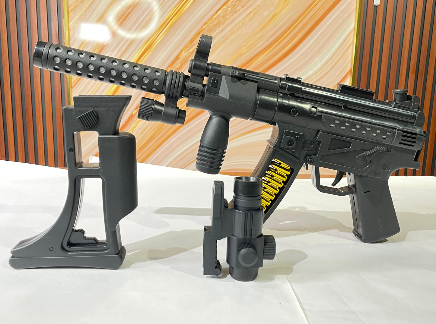 Toy Gun for kids great for Soldier Army Military . This durable plastic toy Gun emits combat sounds lights and vibration