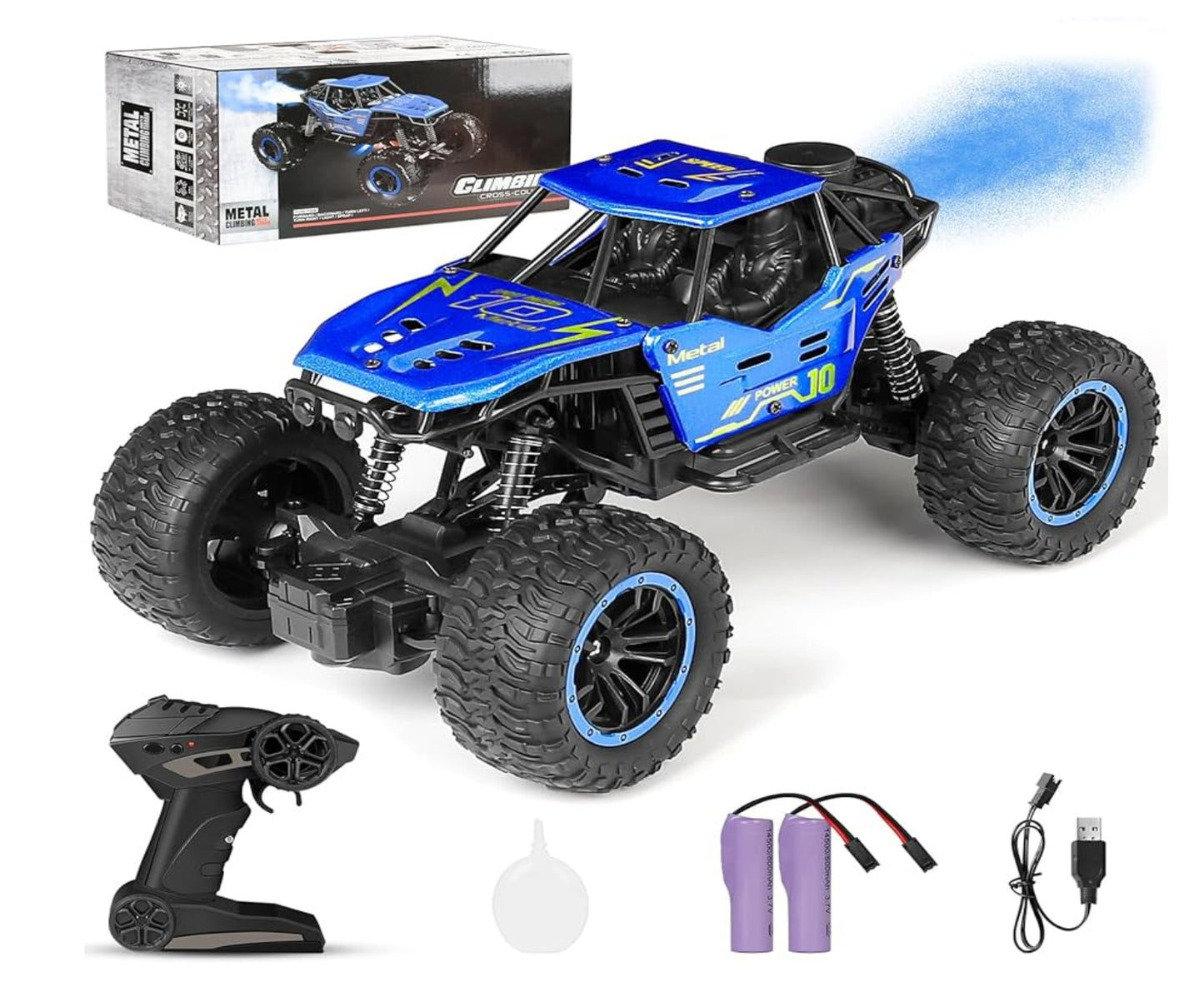 NHR Remote Control car with Mist Smoke Spray Function and Attractive Lights, Rock Crawler 45° Climbing Angle, Rechargeable High Speed Off-Road Monster Truck Rock Climbing Car Toy