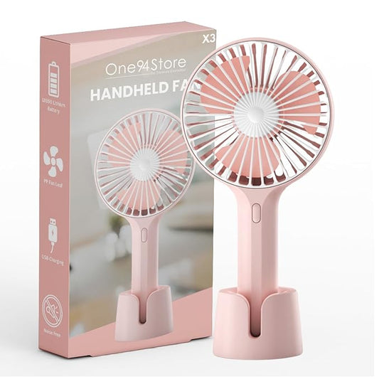 Mini Portable Hand Fan – Powerful Brushless Motor, 3-Speed Large Blades, Noise-Cancelling, 1500mAh USB Rechargeable Battery (Up to 6Hrs) – Ideal for Kitchen, Makeup, Travel