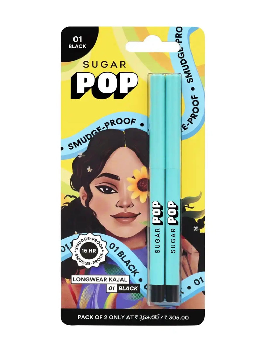 OBN Beauty Popstar Longwear Kajal –Bold Black. waterproof & smudge proof ( Pack of 4 )