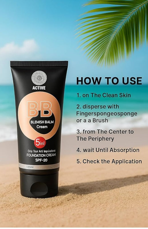 Active BB Blemish Balm Cream, 5-in-1 Foundation with SPF 20, One Touch Instant Makeup