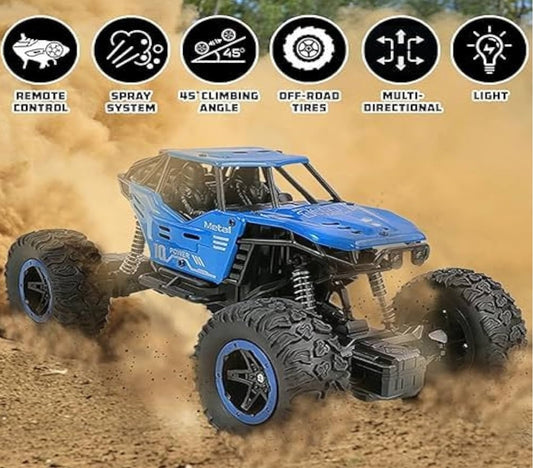 NHR Remote Control car with Mist Smoke Spray Function and Attractive Lights, Rock Crawler 45° Climbing Angle, Rechargeable High Speed Off-Road Monster Truck Rock Climbing Car Toy