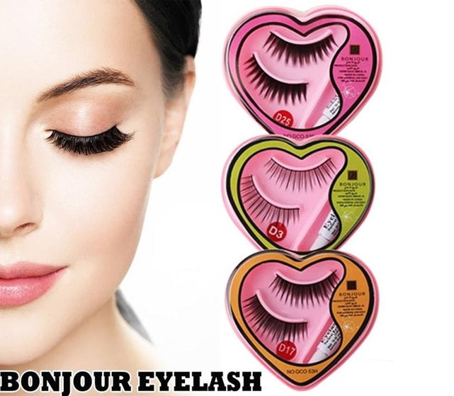 Women's Black Long Curl False Eyelashes with Glue for Pretty Eye Makeup Accessories (Pack of 1)