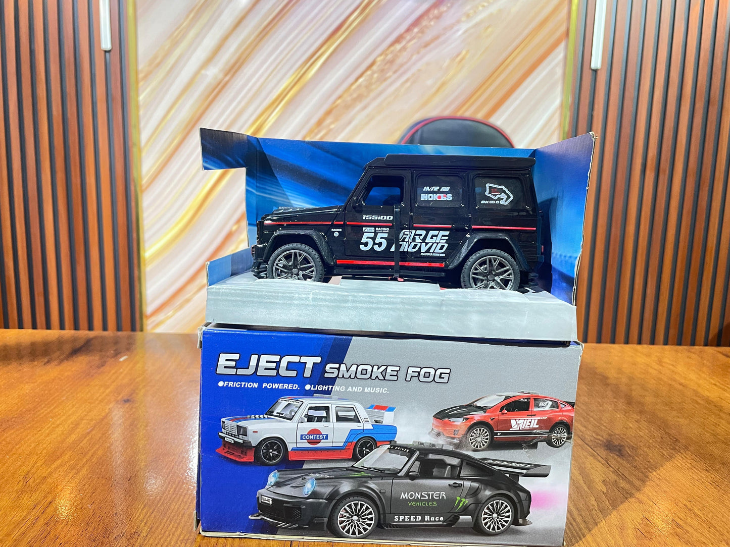 Diecast G-Wagon Eject Smock Fog AMG Toy Car, Pull Back Alloy Simulation Car (BLACK)