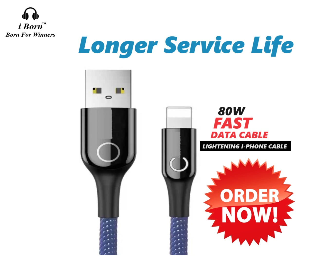 80 W FAST CHARGING LIGHTENING I-PHONE CABLE