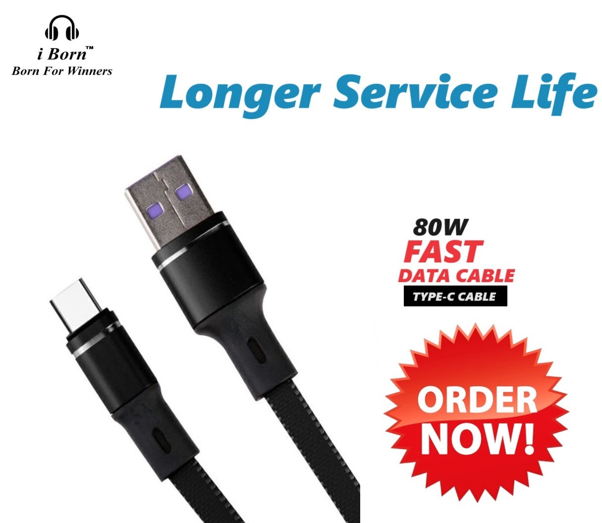 80W TYPE C FAST USB CHARGING CABLE