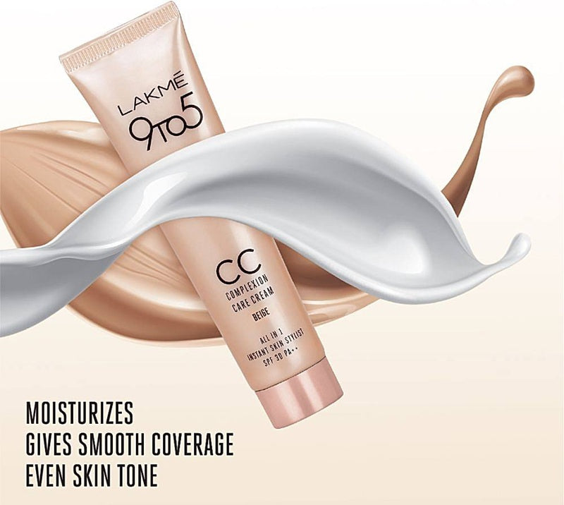 Lakme 9 to 5 CC Cream Bronze with 3% Niacinamide Complex SPF30 PA++ | 90% lightweight moisturizing cream for Care & 10% Foundation for Care |Conceals Dark Spots| Brightens Skin