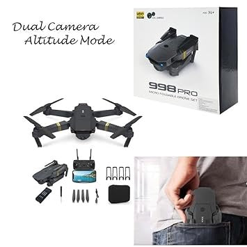 V ULTRAHD DUAL CAMERAS AGE: 14+ 998 PRO MICRO FOLDABLE DRONE SET