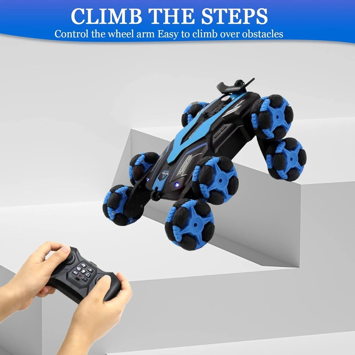 Luxury Stunt 6 Wheels 360 Rotating Remote Control Stunt Car Swing Arm Off Road 2.4Ghz Red