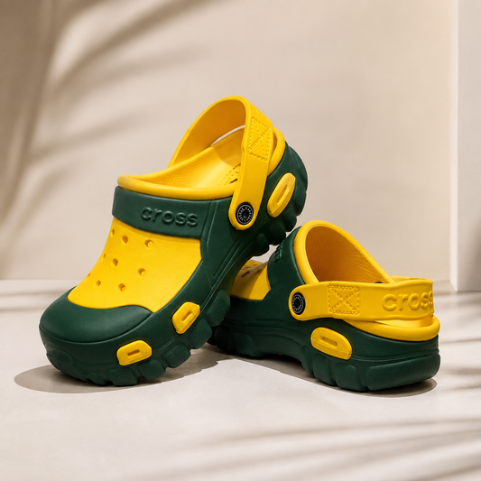 Modern Sculpted Designer Clogs with Patterned Strap – Off-White For Men and Women