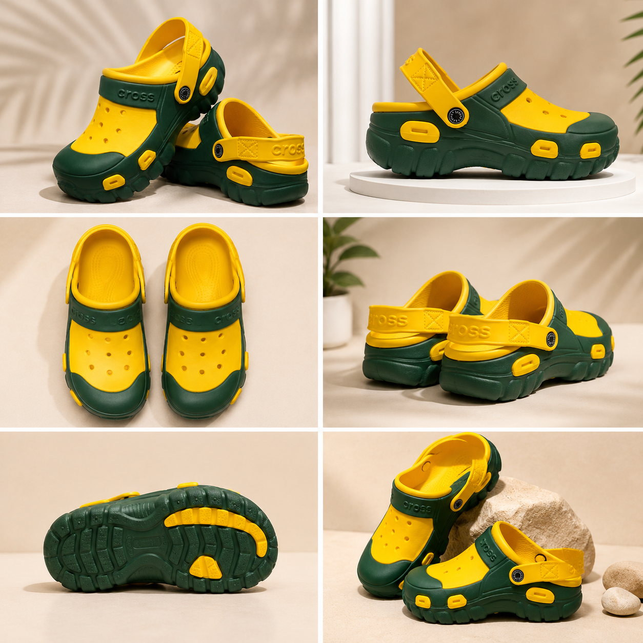 Modern Sculpted Designer Clogs with Patterned Strap – Off-White For Men and Women
