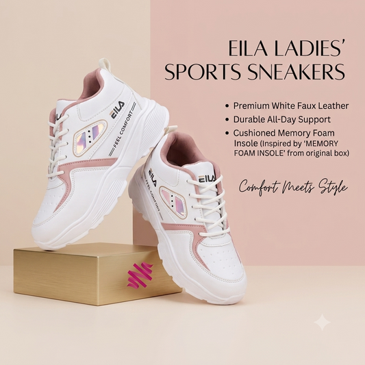 Eila Comfort-Step Women’s Athleisure Sneakers – White & Dusty Rose