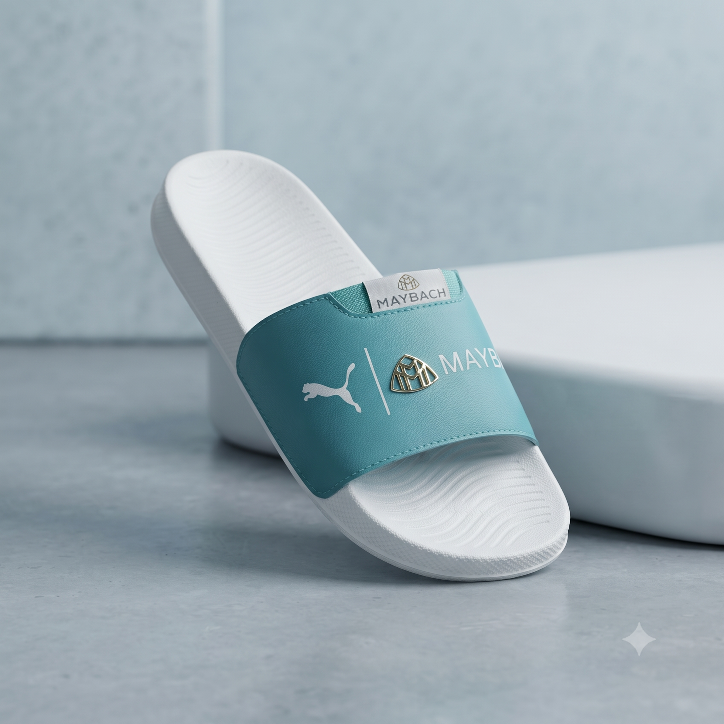 Premium Aqua Blue & White Casual Slide Slippers for Men – Stylish Everyday Comfort