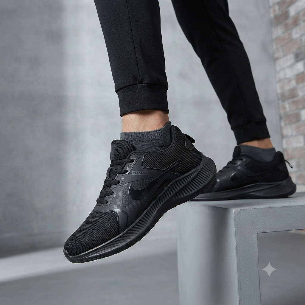 Ultra-Lightweight Sportswear Running Shoes – Sleek Black Design