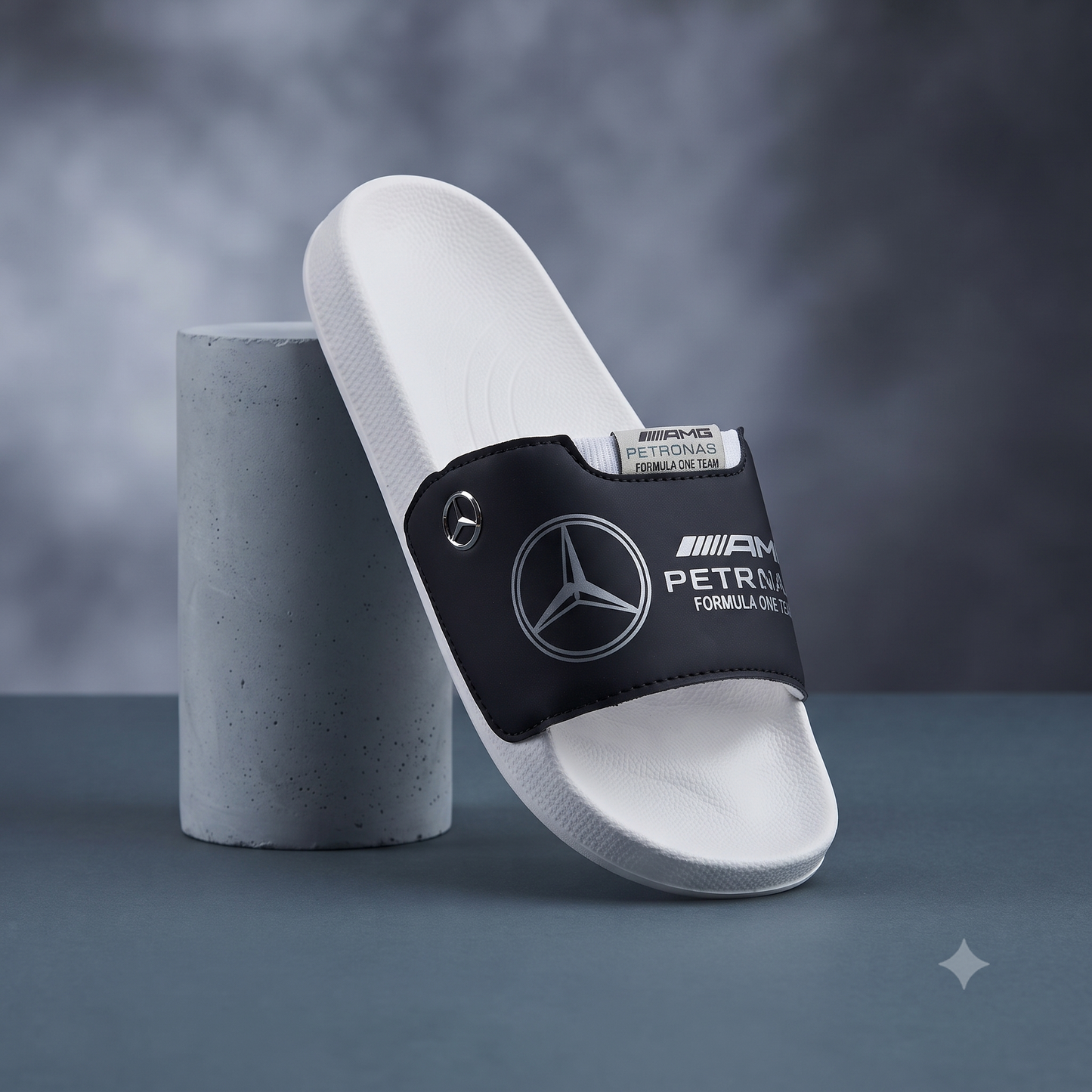 Mercedes-AMG Petronas F1 Casual Comfort Slippers / Slides (White/Black)
