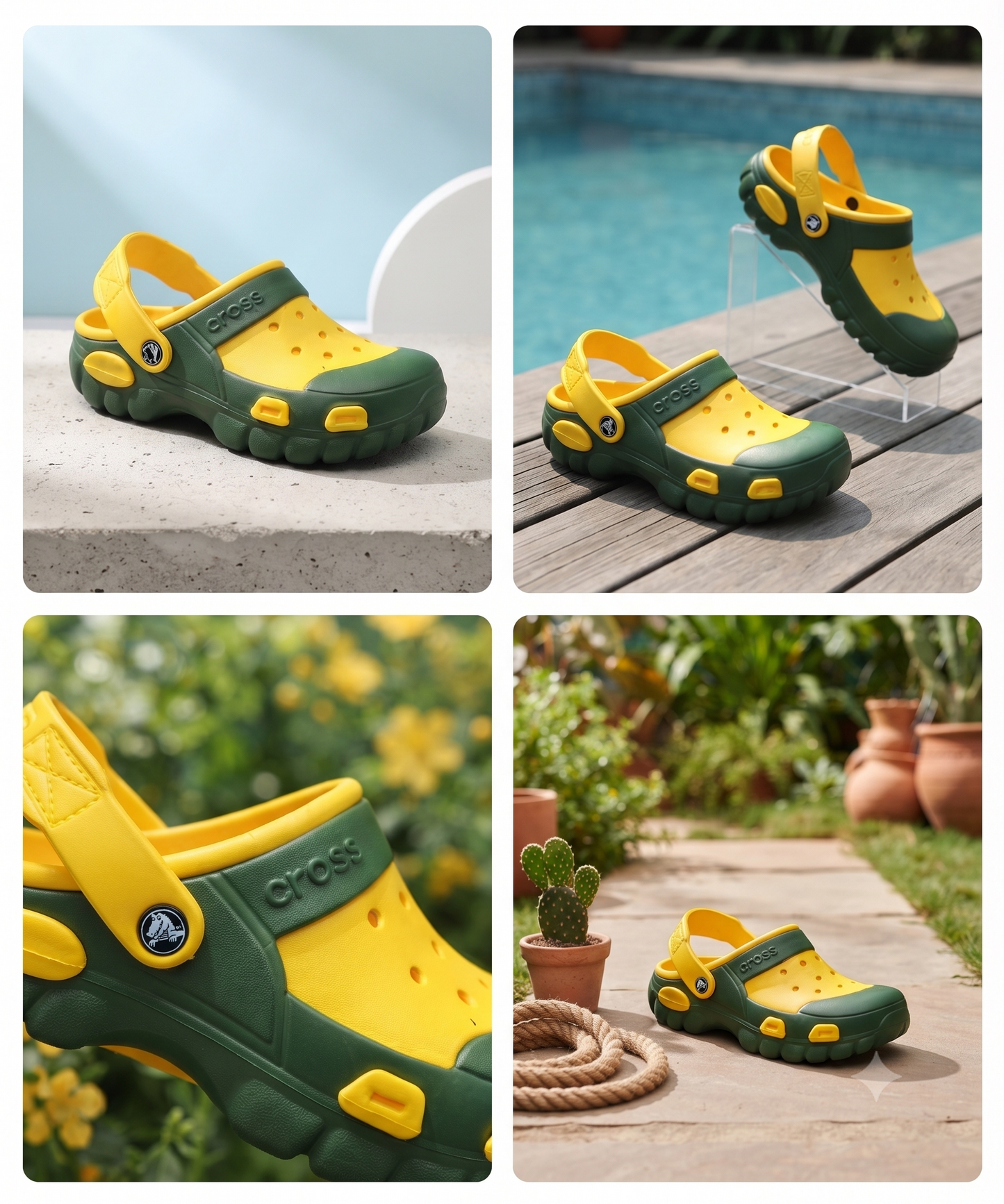 Urban Trek Comfort Clogs – Green & Yellow Lightweight Casual Slip-On Footwear