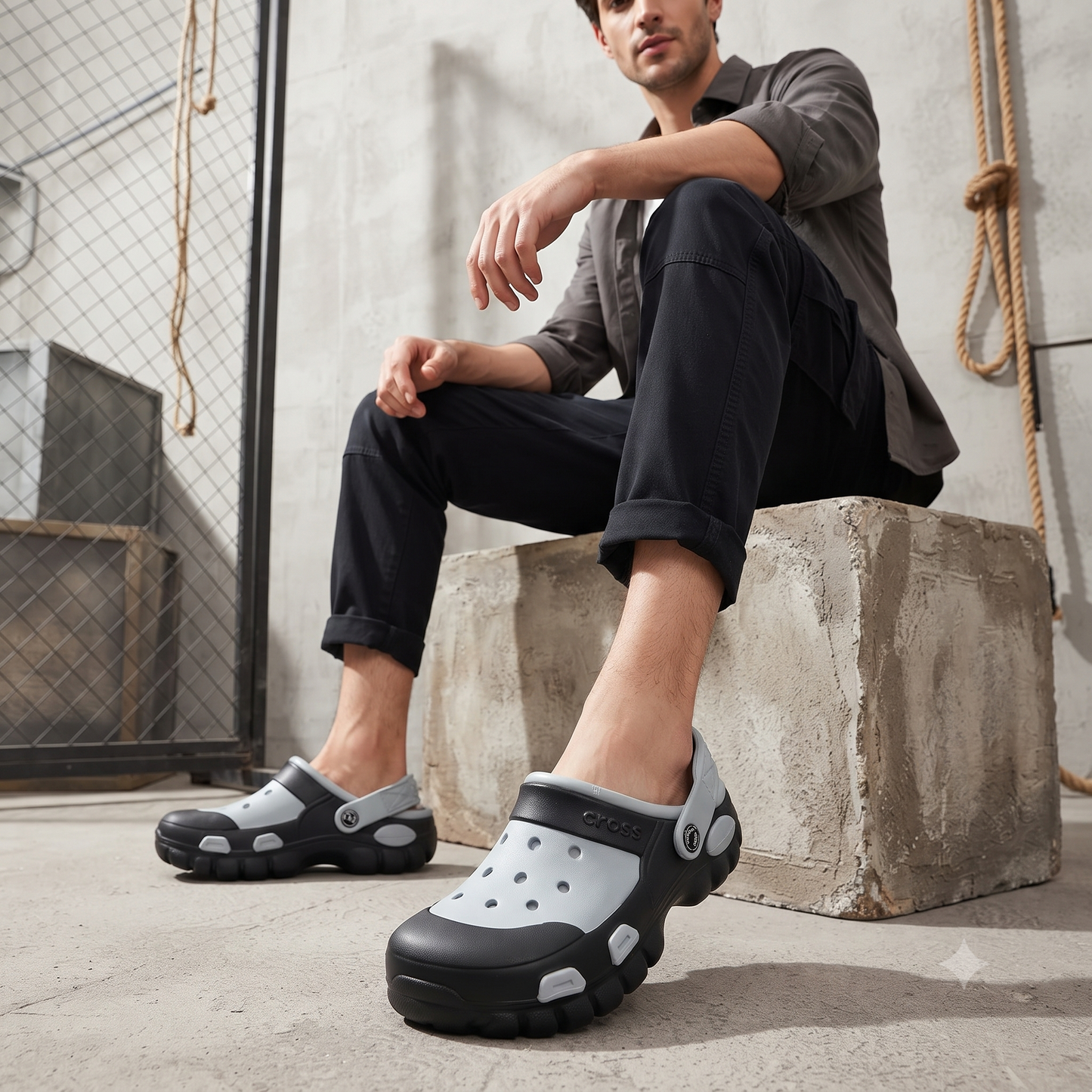 Urban Comfort Black & White Clog Slippers – Stylish Casual Slip-On Footwear