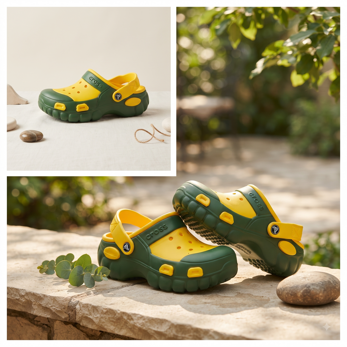 Modern Sculpted Designer Clogs with Patterned Strap – Off-White For Men and Women