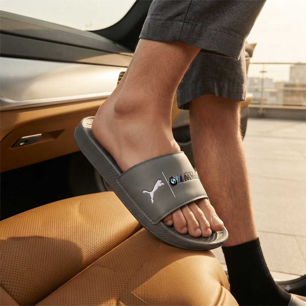 Premium Grey Cushioned Slide Slippers for Men And Women – Stylish Casual Comfort Sandals