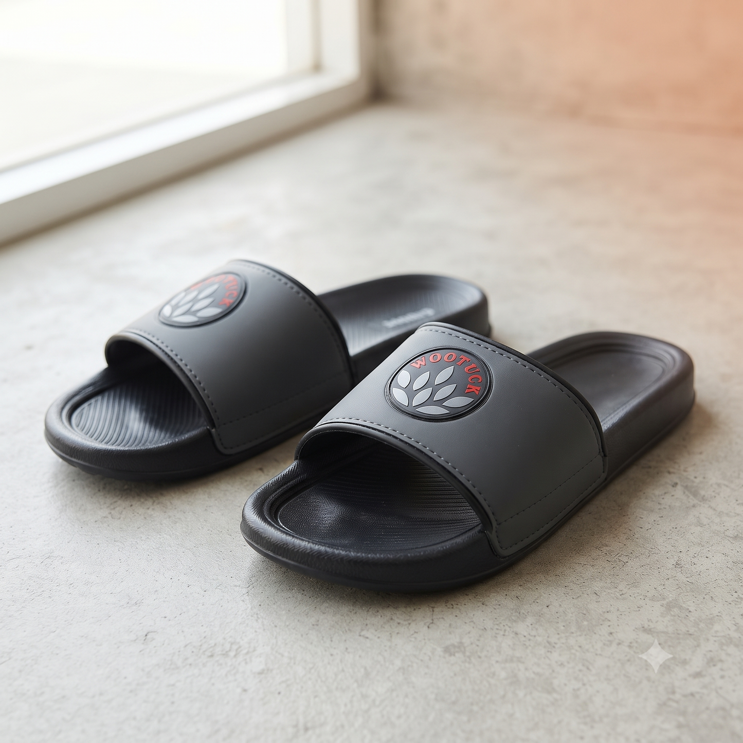 UrbanStride Classic Black Comfort Slides – Stylish Casual Slippers for Men & Women