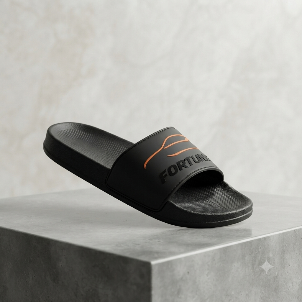 UrbanFlex Premium Black Comfort Slides with Sporty Orange Accent For Men and Women