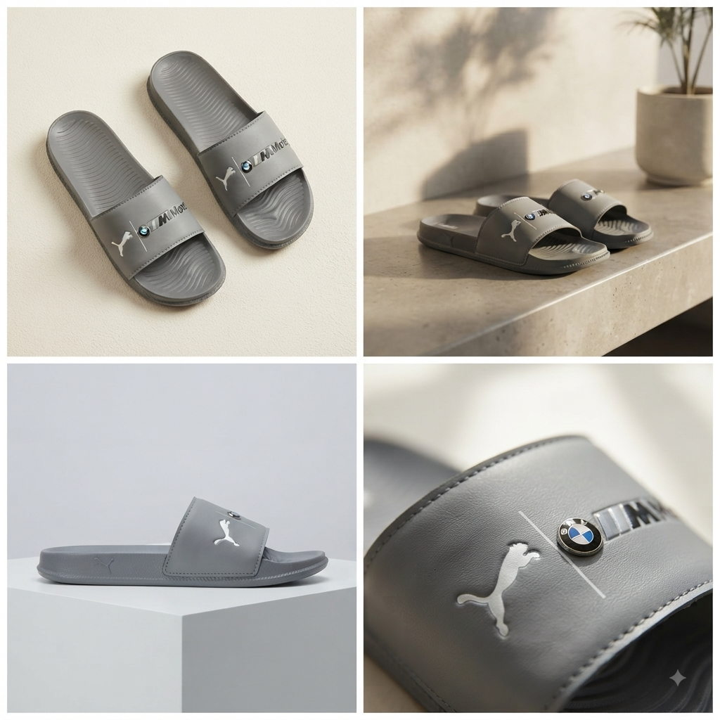 Premium Grey Cushioned Slide Slippers for Men And Women – Stylish Casual Comfort Sandals