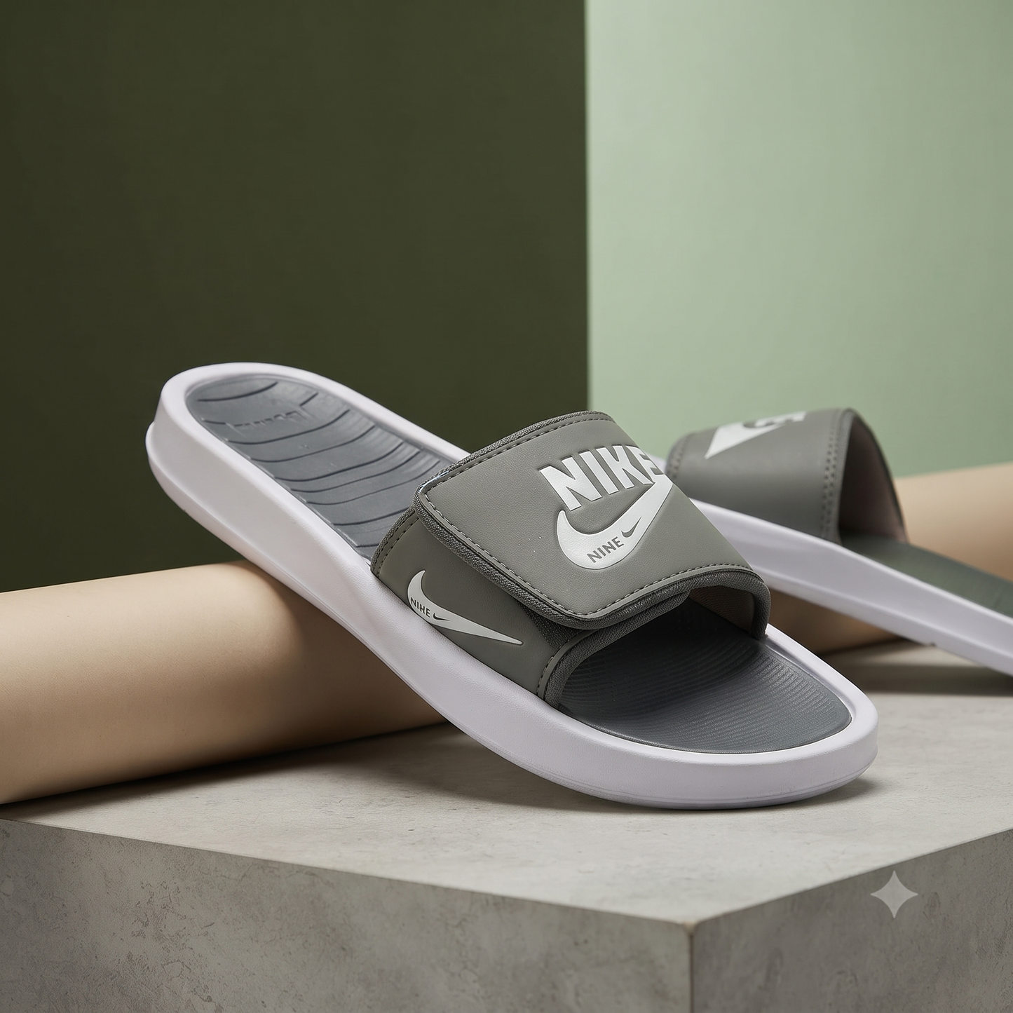 Premium Grey Adjustable Strap Sliders for Men and Women – Cushioned Comfort Casual Slippers
