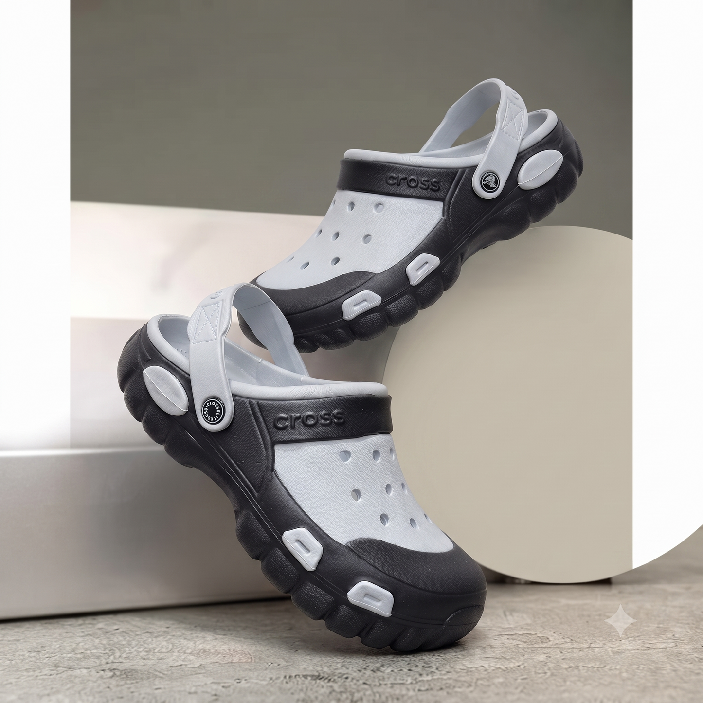 Urban Comfort Black & White Clog Slippers – Stylish Casual Slip-On Footwear