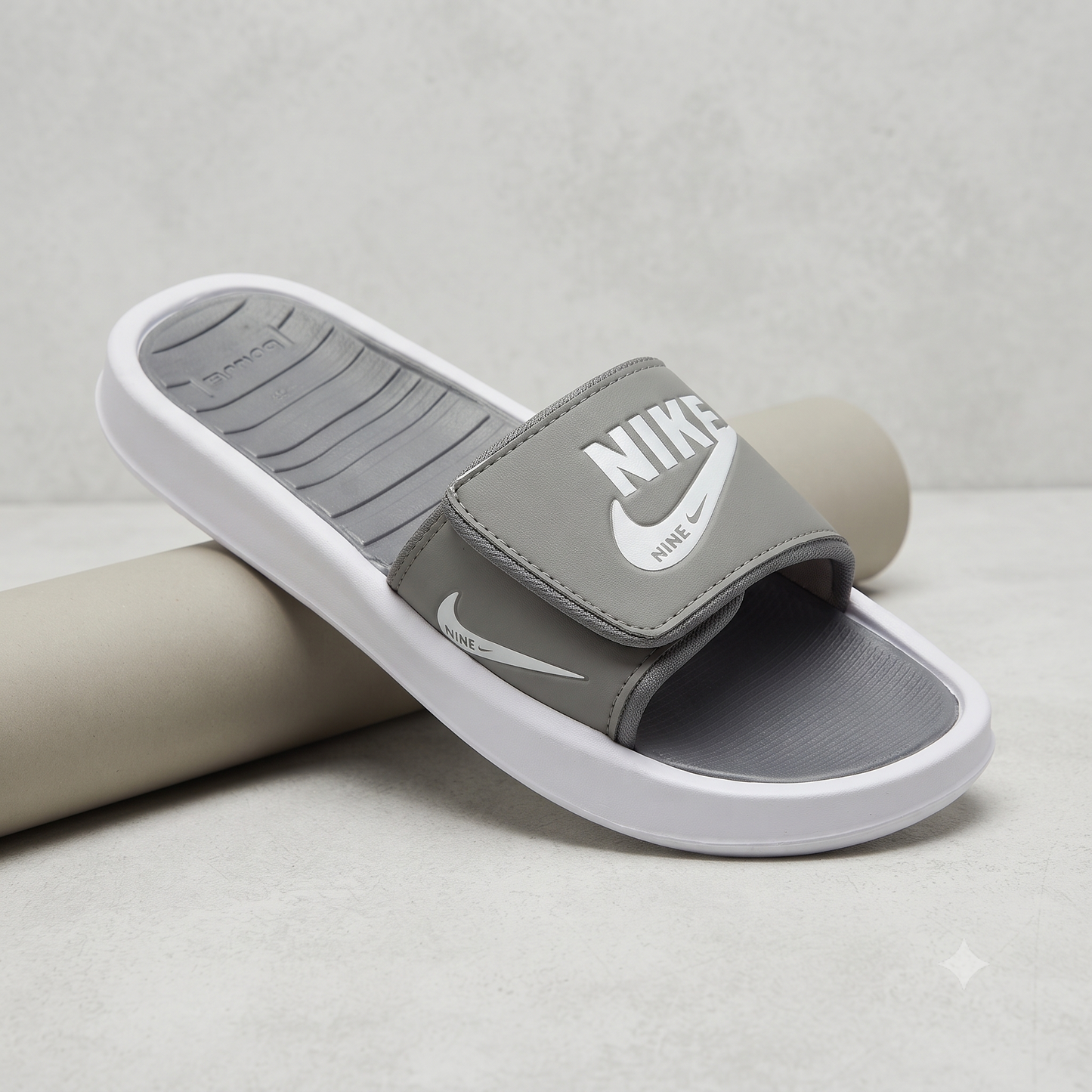 Premium Grey Adjustable Strap Sliders for Men and Women – Cushioned Comfort Casual Slippers