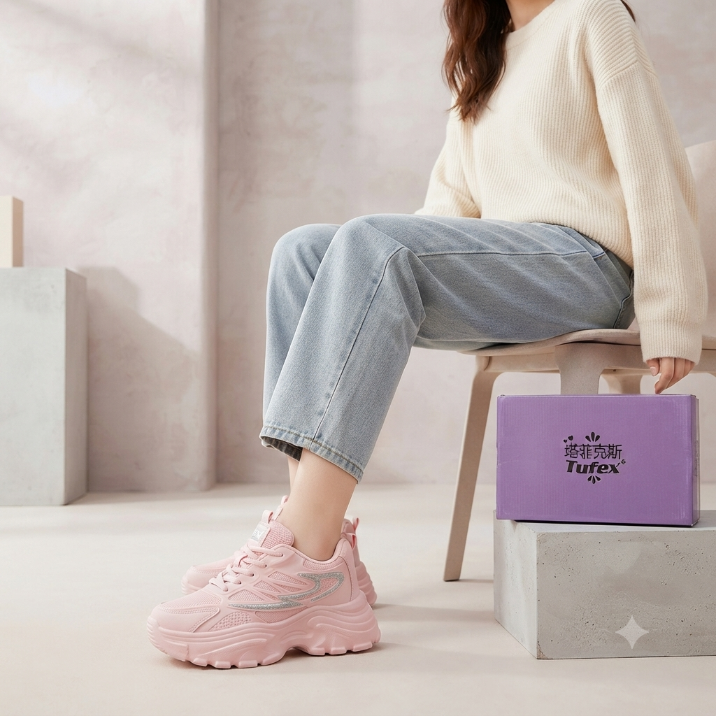 Women’s Chunky Platform Sneaker – Trendy Casual Walking Shoes in Pastel Pink