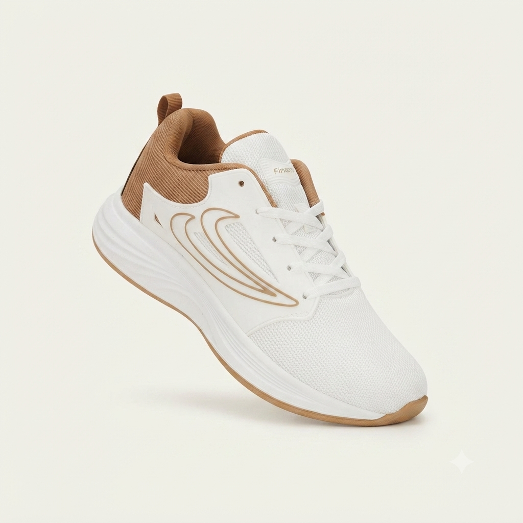 Sale  Share: Premium White & Tan Casual Sports Sneakers