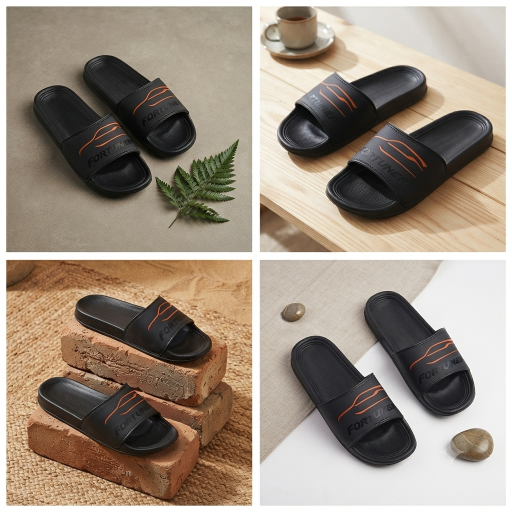 UrbanFlex Premium Black Comfort Slides with Sporty Orange Accent For Men and Women