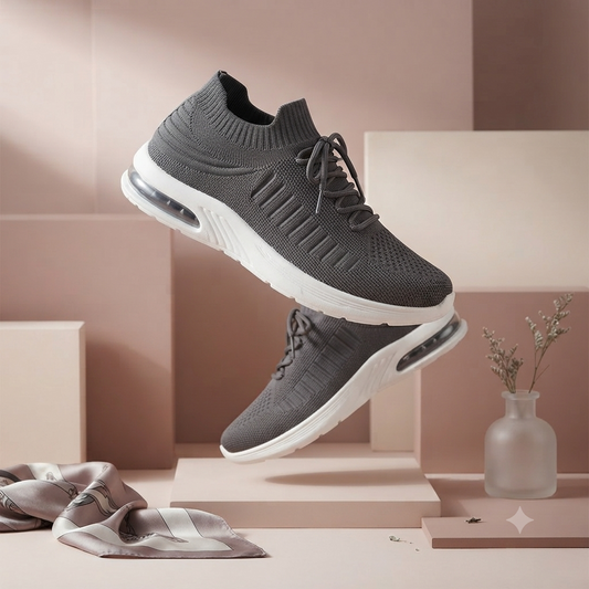 Garima Ladies Footwear - Madam-3 Lightweight Walking Shoes in Dark Grey