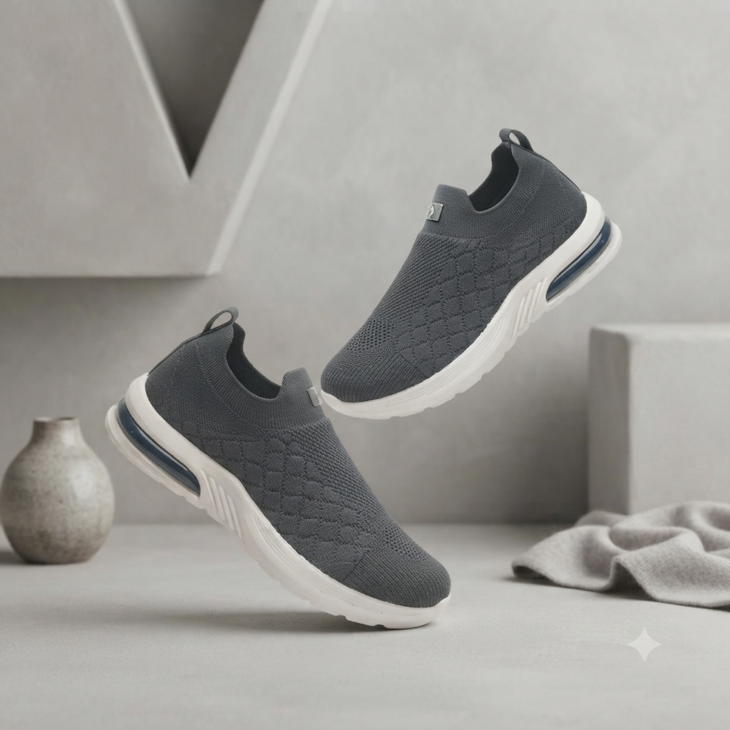 Garima A5 Women's Dark Grey Slip-On Knit Casual Sneakers